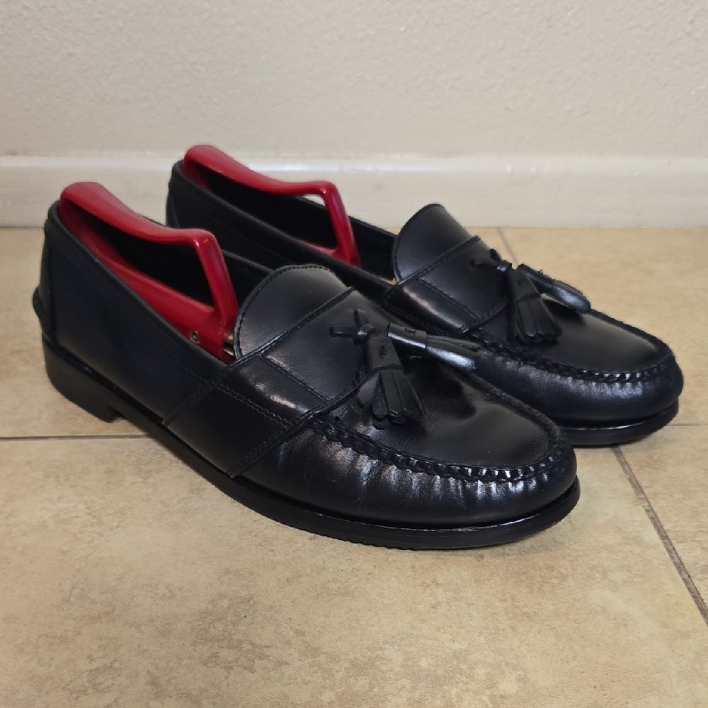 Cole Haan Black Leather Tassel Loafers